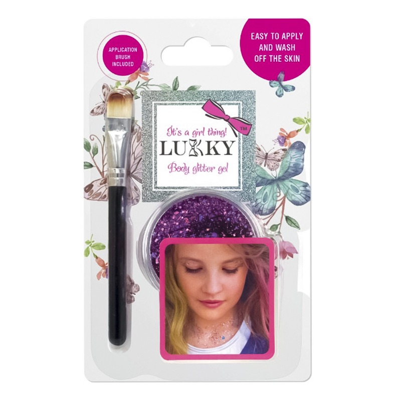 Lukky Body Glitter Gel With Brush 25ml-Purple