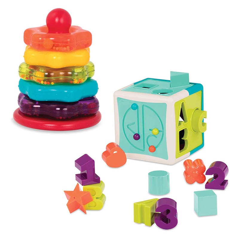 Battat Shape Sorter Cube + Stacking Rings