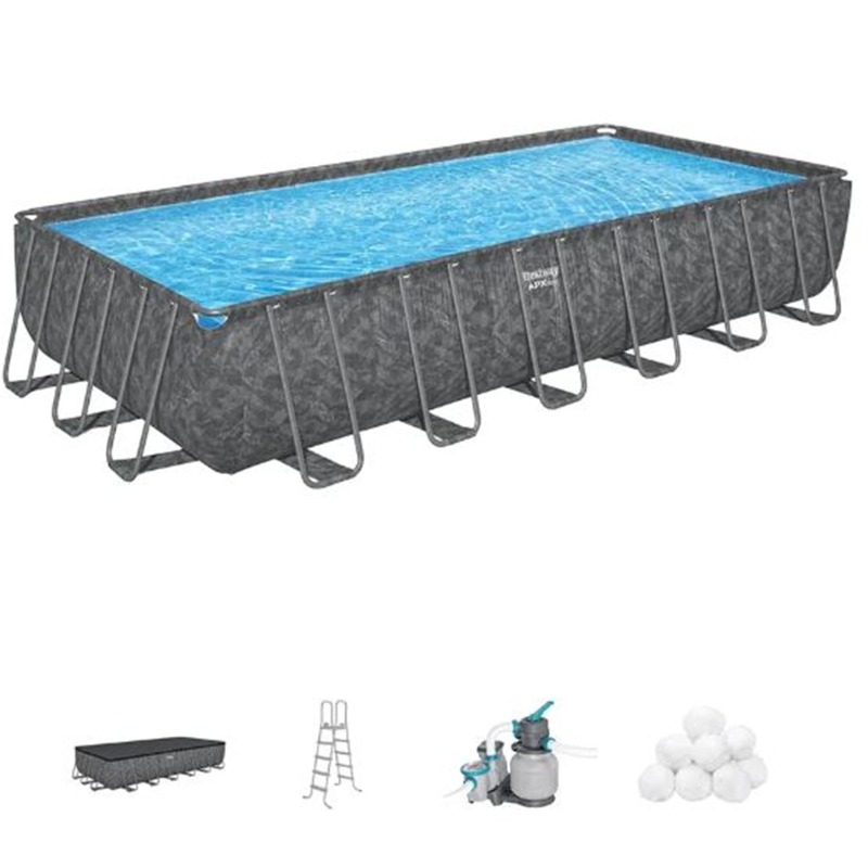 Bestway 24-Inch Rectangular Steel Frame Outdoor Pool