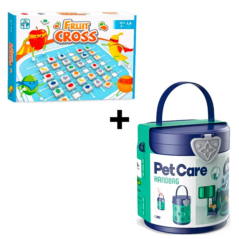 Fruit Cross Game + Pet Care Handbag 26pcs Bundle