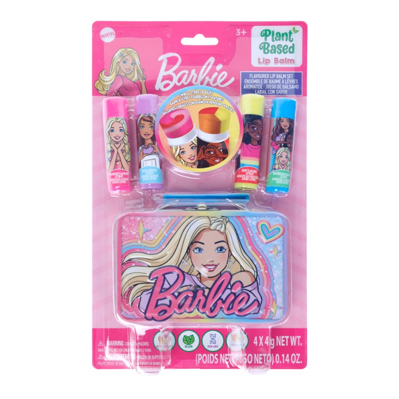 4 Pack Swirl Lip Gloss Balm With Tin Plant Based Barbie