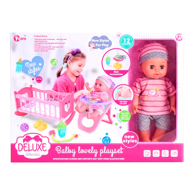 Vdora - Baby Doll Accessories Feeding And Cradle Playset