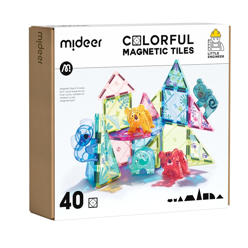 Mideer Colorful Magnetic Tiles - 40 Pcs