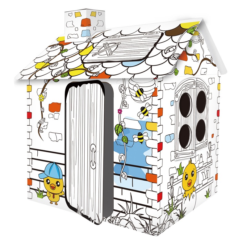 Coloring Cardboard 3D Big House Doodle