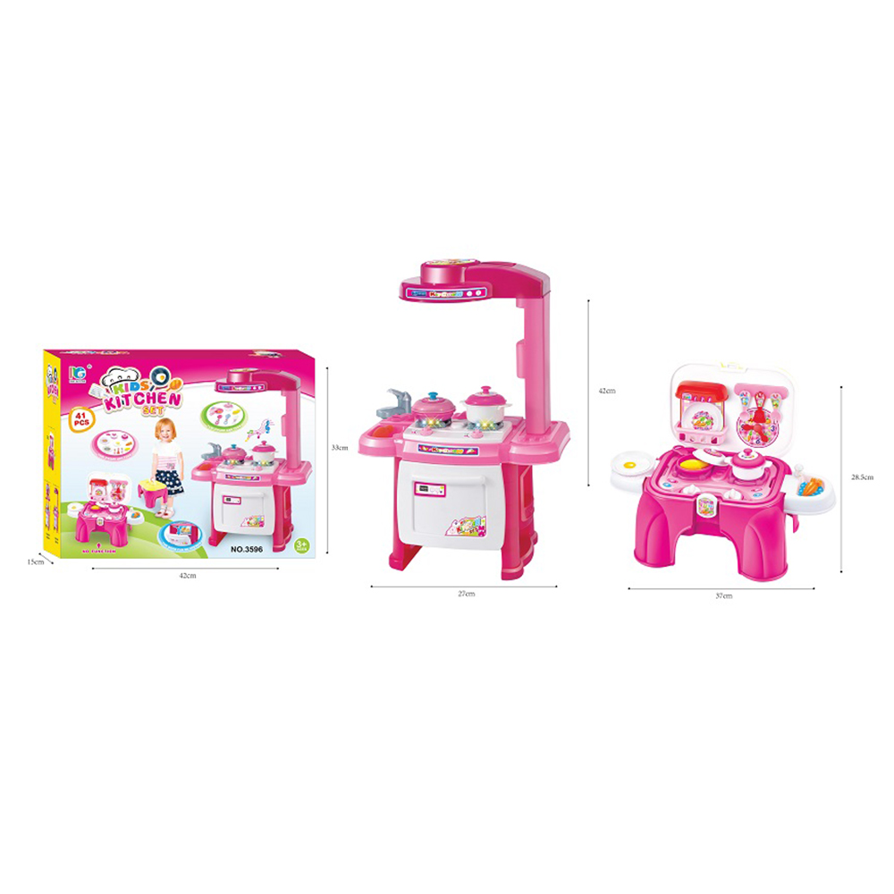 Cooking Table Set 2 In 1 - Pink