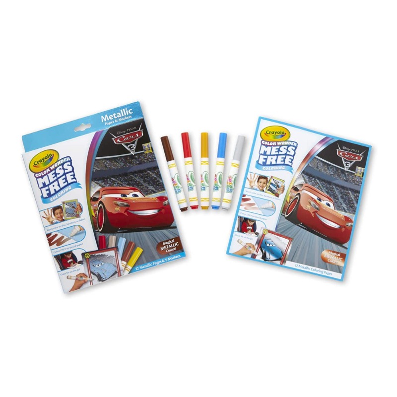 Crayola Color Wonder – Kit Coloriage Cars 3 – 18 Pages + 5 Feutres – Dessin Magique Sans Tache