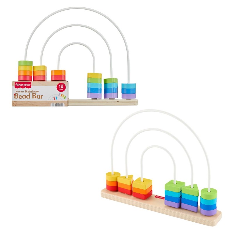 Fisher Price Wooden Rainbow Bead Bar Maze