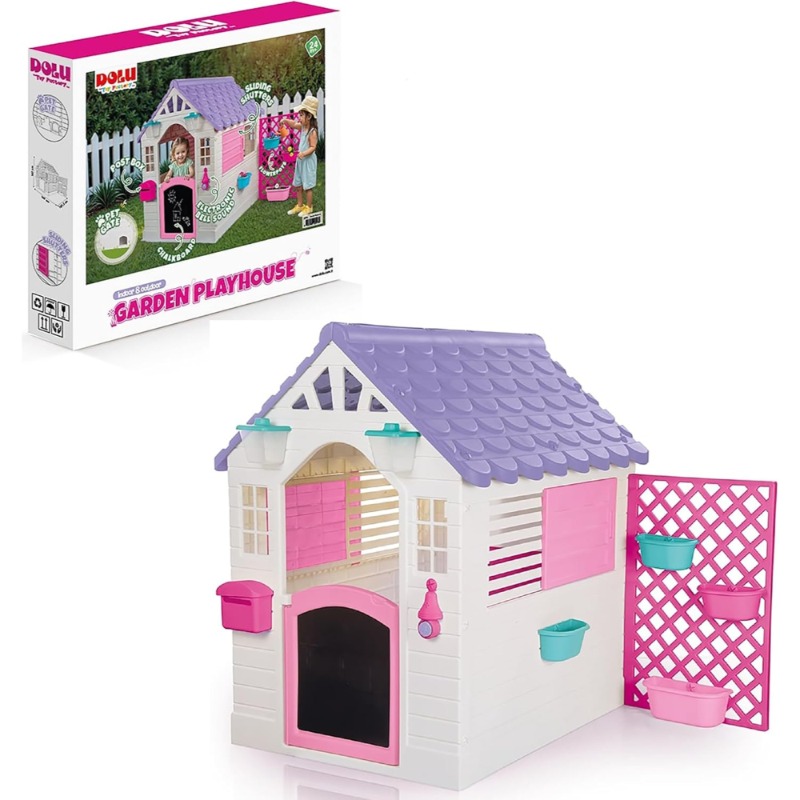 Garden Fairytale Playhouse with Pink Fence