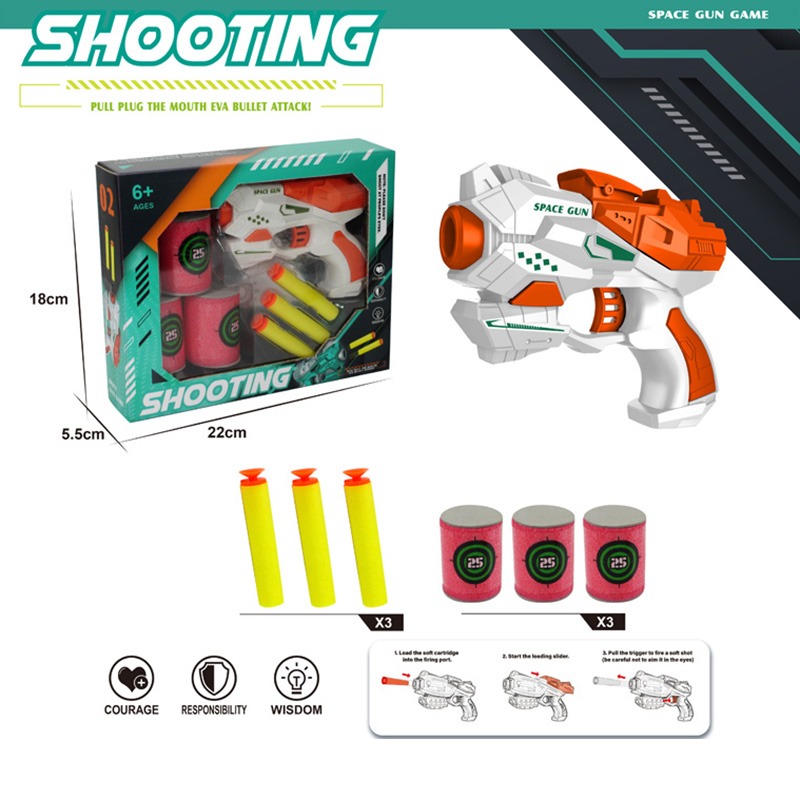 Shooting Bullet Gun Set - White/Orange