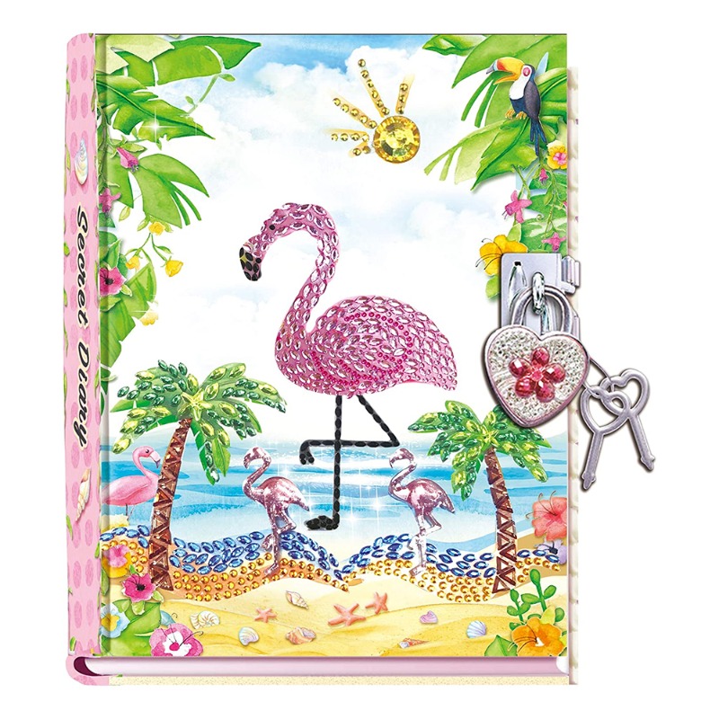 Diary Pad With Heart Shaped Lock - Flamingo