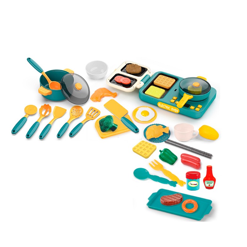 Kitchen Set With Music And Light 37 Pcs- Green