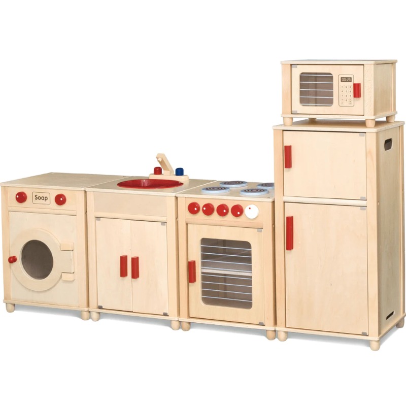VIGA Wooden Natural Kitchen Set - Stove and Fridge