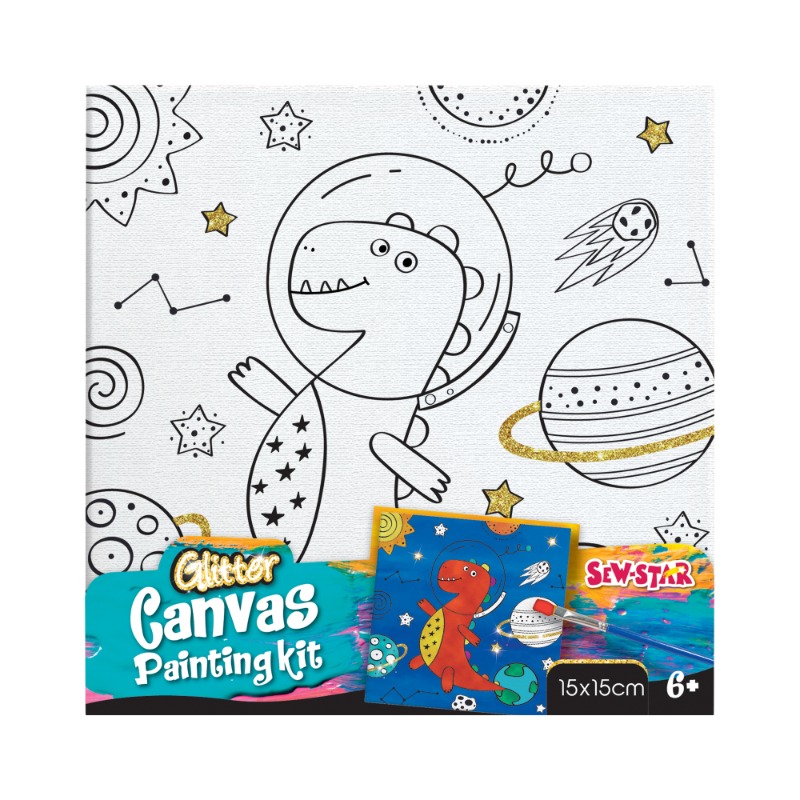 Sew Star Glitter Canvas Painting Kit - Dinosaur