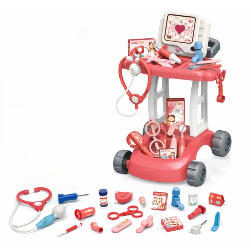 I’m Little Doctor DIY Battery Operated Medical Equipment Cart Set with Light & Sound