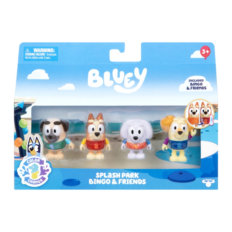 Bluey S13 Color Change Figure 4pk Water Park Bingo & Friends Exclusive