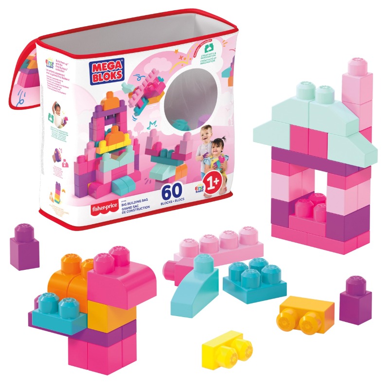 Mega Bloks Big Building Bag 60 Pieces - Pink