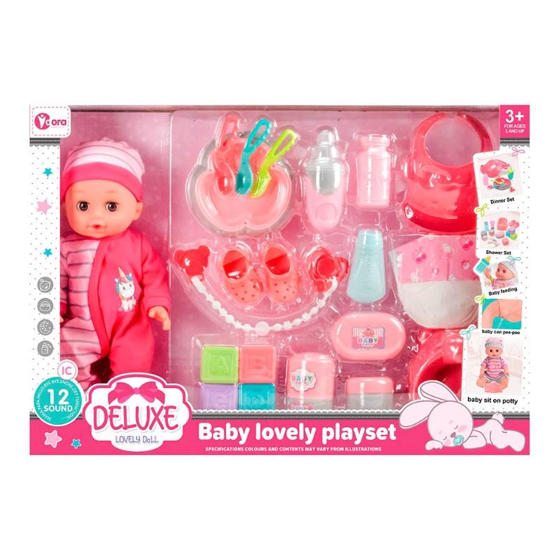 Vdora Baby Doll with 21 Pieces Accessories Feeding Playset