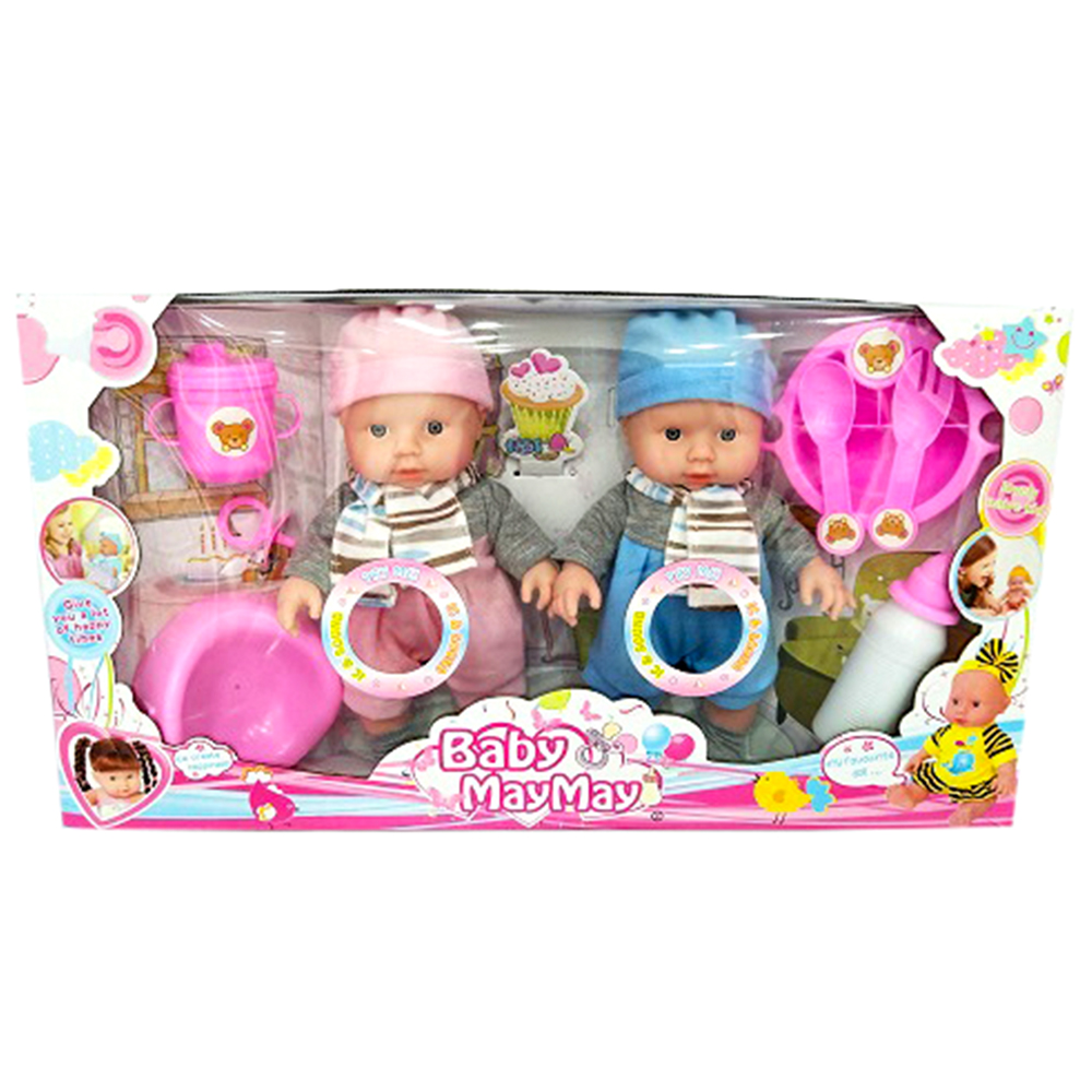 Baby May May Dual Doll With Cup And Plates