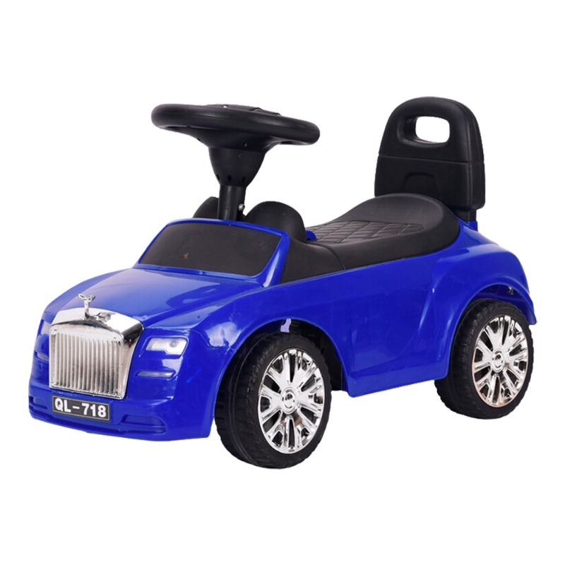 Rolls Royce Push Car Childrens Electric Tricycle 4 Wheels - Blue