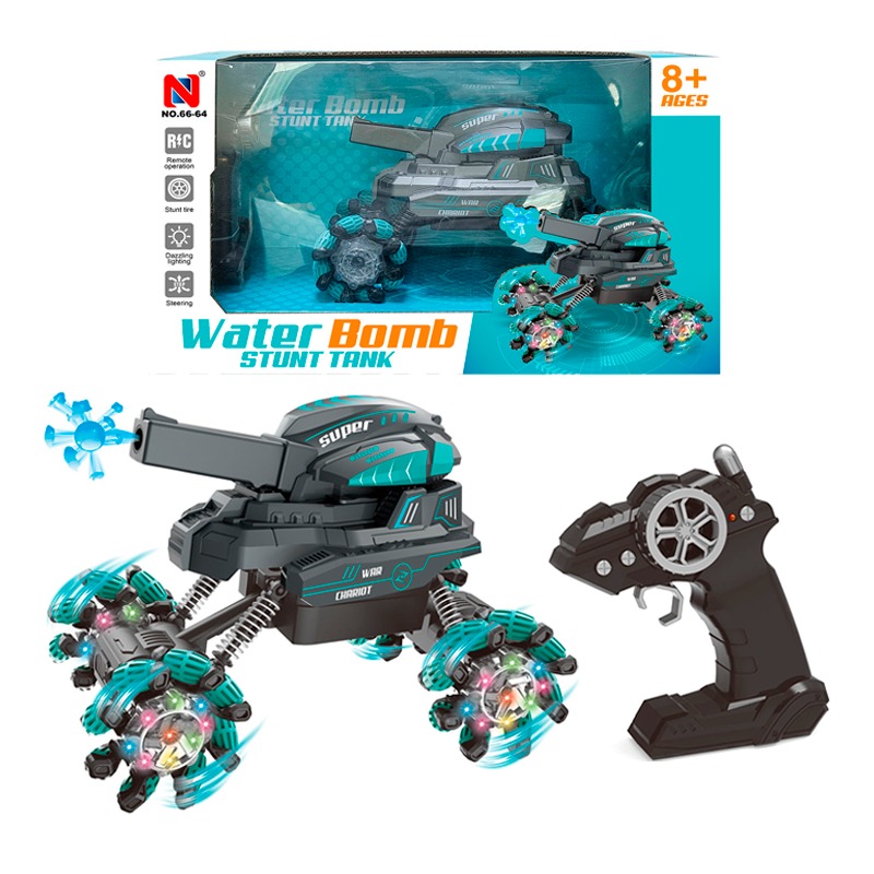 2. 4g RC Water Bomb Stunt Tank Car With Light - Multicolor