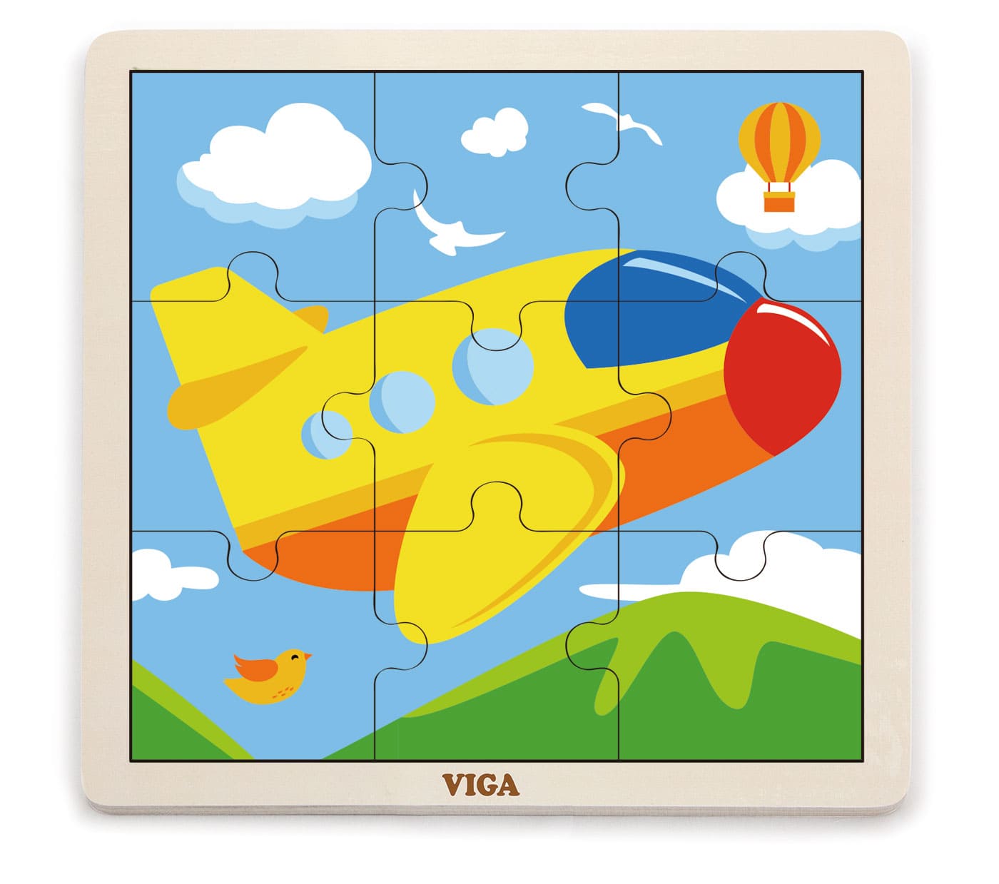 VIGA Plane Wooden Puzzle - 9 Pcs