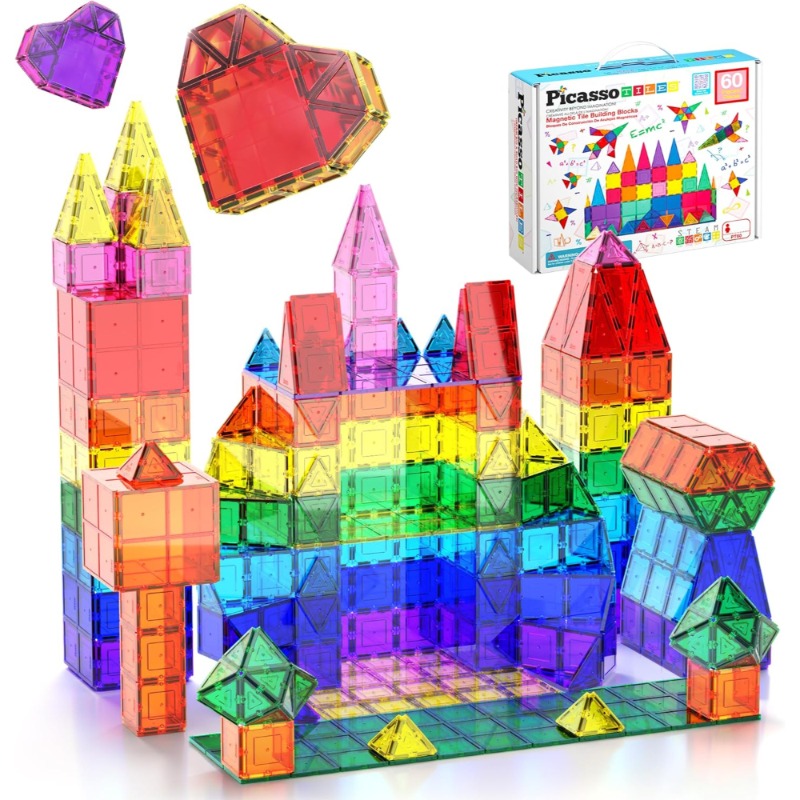 Picasso Magnetic Tiles Building Blocks Set – 60 Pieces