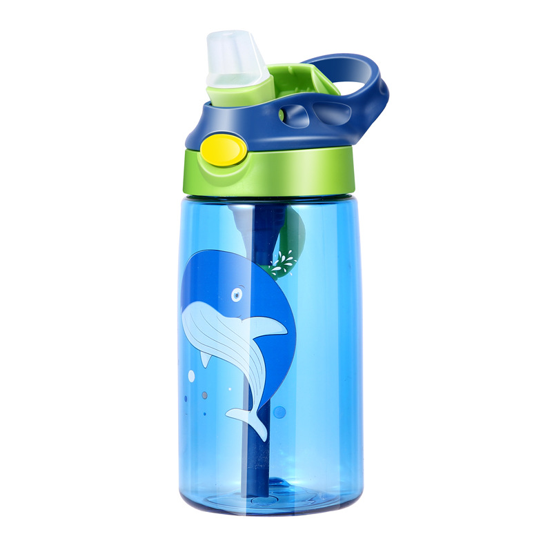Bonjour Kids Water Bottle Toddler Cup With Straw Spill Leakproof 400ml - Blue Whale