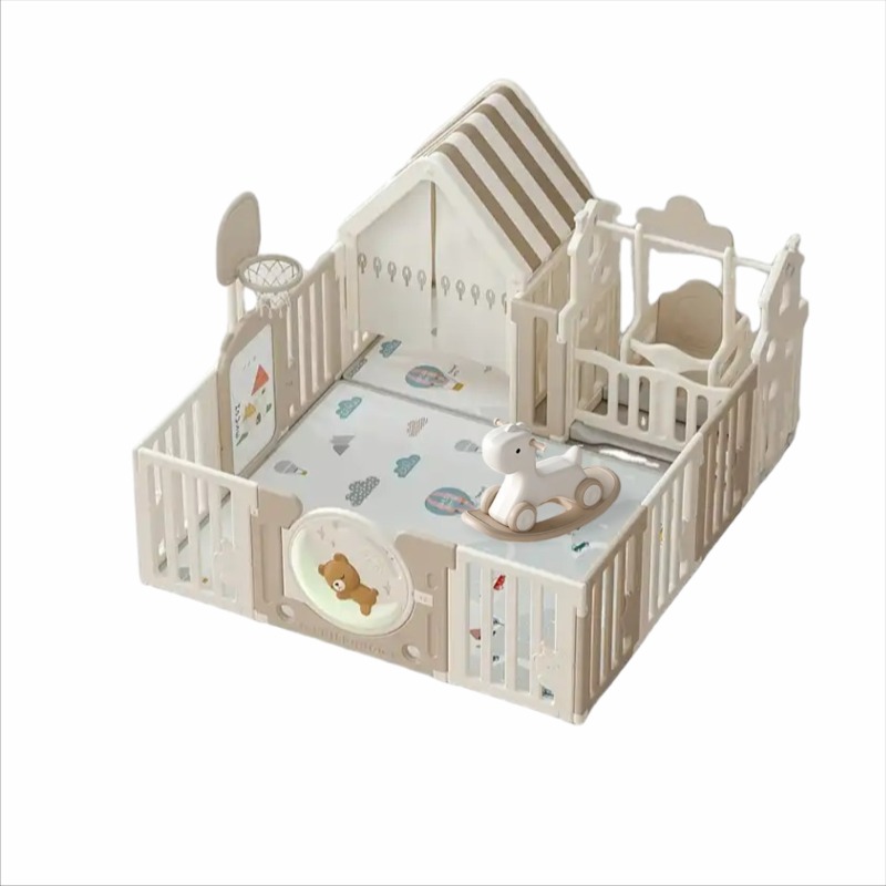 Kindergarten with Bear Moon Playground with Swing and Rocking Horse