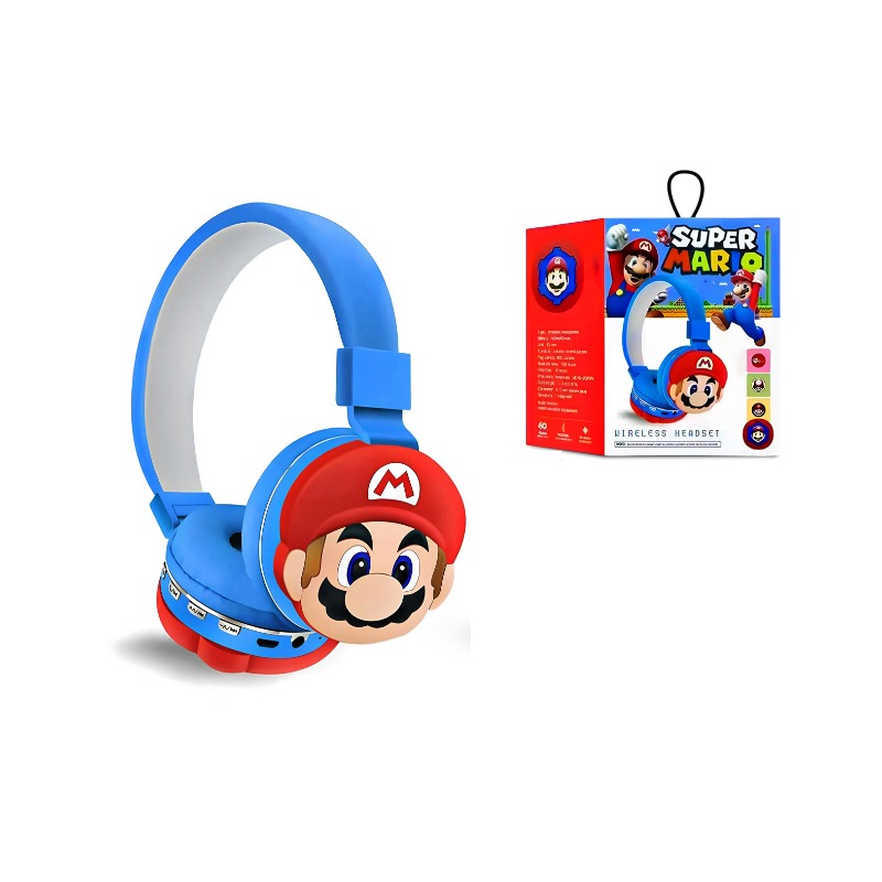 Super Mario Bluetooth Wireless Headphones Mario Blue
