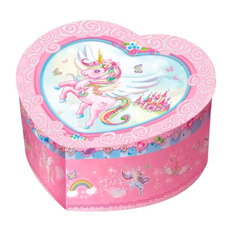 Unicorn Printed Musical Jewelry Box - Heart Shape