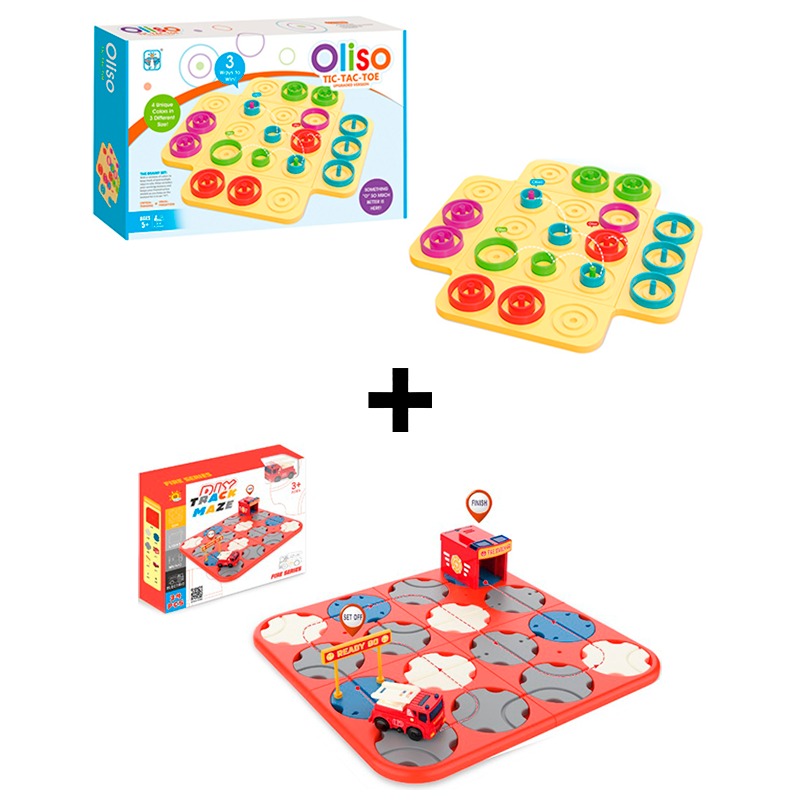 O Shaped Oliso Game + Labyrinth Track Fire Engine 34pcs Bundle