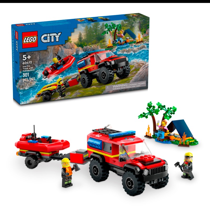 LEGO 4x4 Fire Truck With Rescue Boat