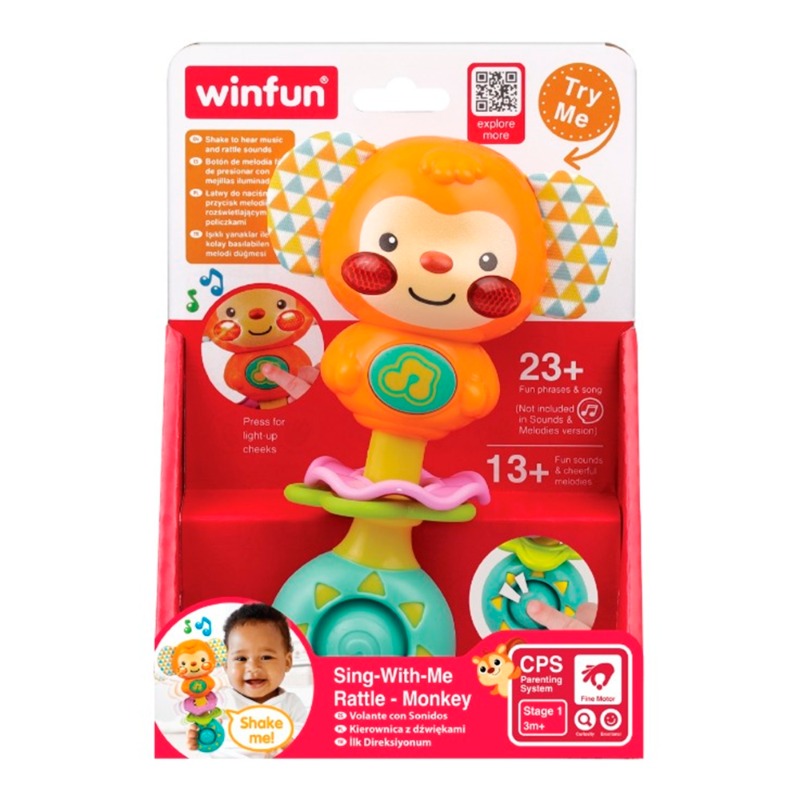 Win Fun Sing With Me Monkey Rattle