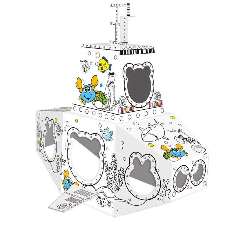 Coloring Cardboard 3D Doodle - Submarine