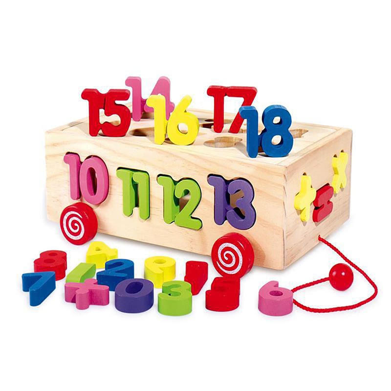 Beilaluna - Numbers Wooden Box Pulling Toy Car