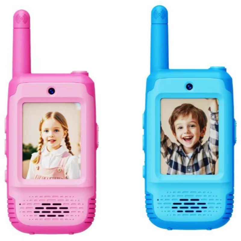 Watch Out Connect Kids Video Walkie Talkies, Age 3–13, No Sim - No Wi Fi required, Pack of 2 (Blue/Pink)