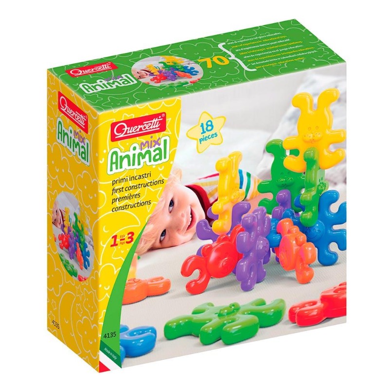 Quercetti Animal Series Multiple Colors - 18 Pieces