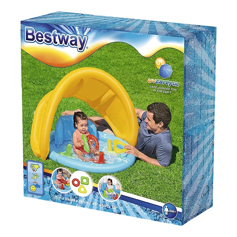 Bestway Splash Pad Kids Water Pool with Backrest and Sunshade