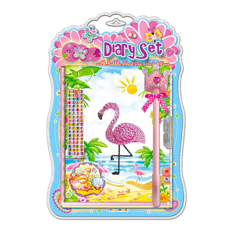 Diary Set With Pen - Flamingo