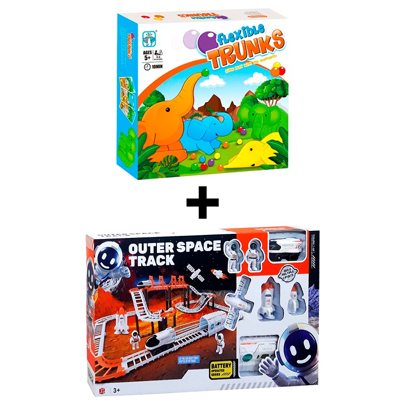 Elephant Bead Card Game + Outer Space Track Set Bundle