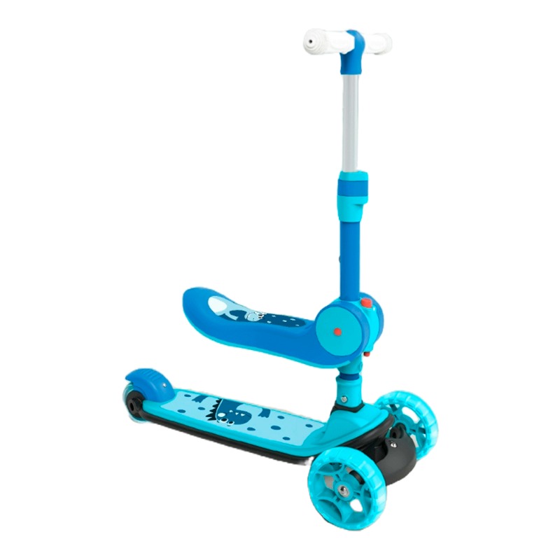 Beiens 2 in 1 Foldable Scooter with Adjustable Seat-Blue