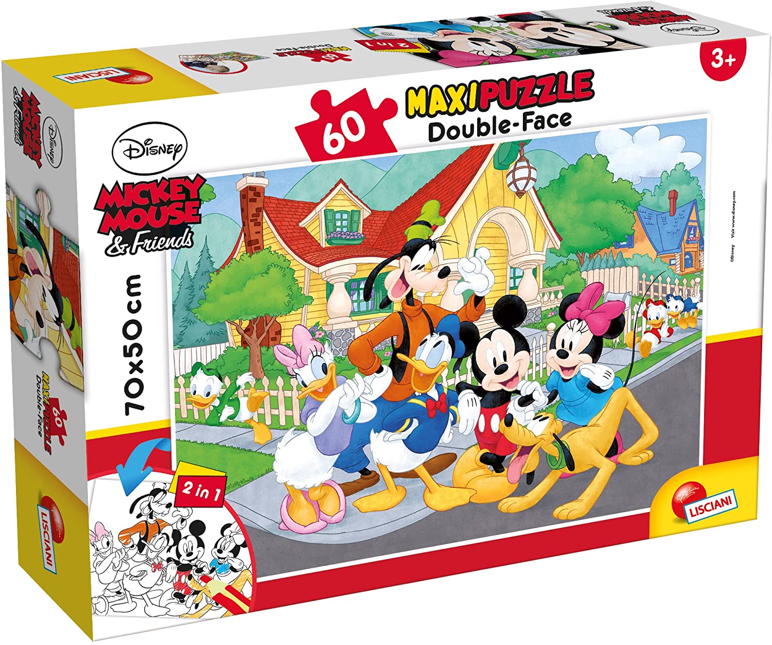 Lisciani Mickey Mouse And Friends Double Face Puzzle Maxi Floor - 60 Pcs