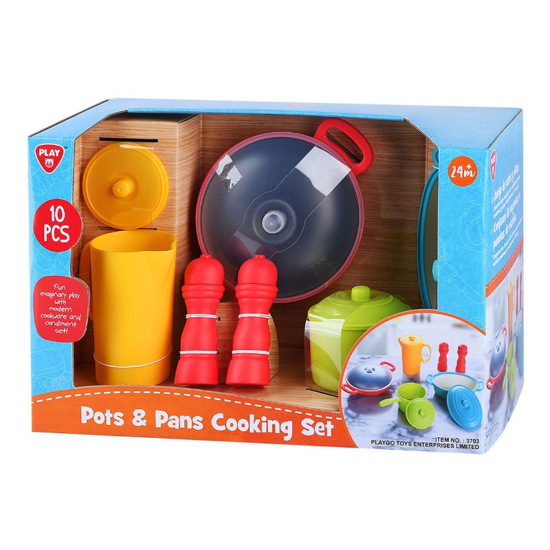 Playgo Pots And Pans Cooking Set - 10 Pcs
