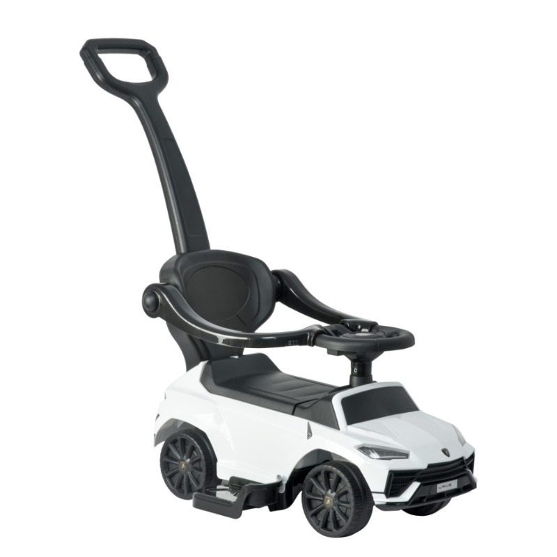 TOBBI Lamborghini Urus 3-in-1 Ride-On Car with Push Bar – White