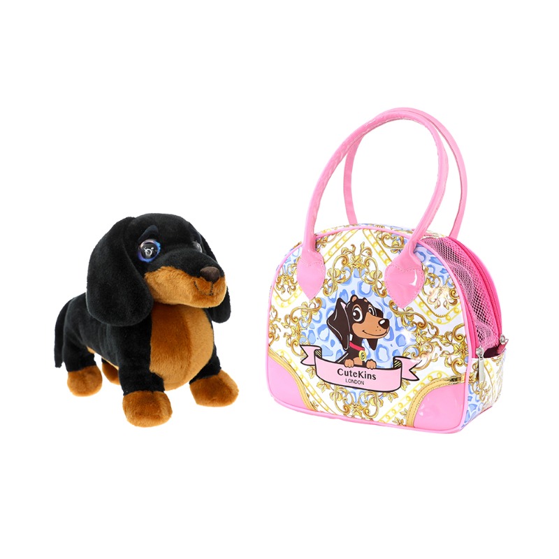 Funville Daschund Puppy with Carry Case Plush - 20cm