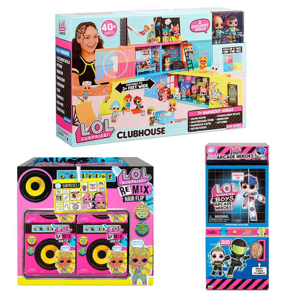 L. O. L Surprise Bundle Clubhouse Playset Arcade Heroes Boy And OMG Remix - 3 Pcs