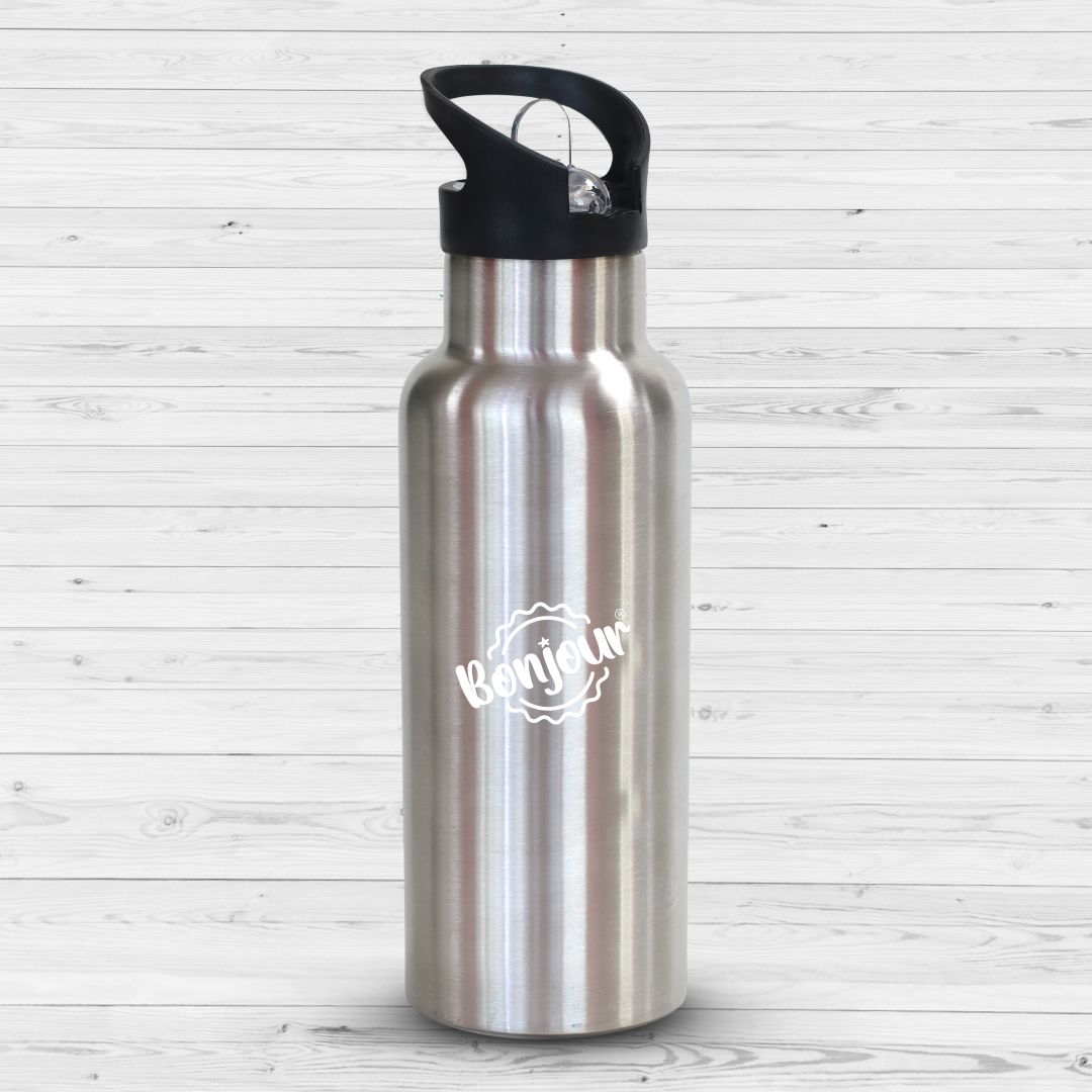 Bonjour Sip Box Premium Stainless Steel Insulated Water Bottle With Straw Lid 500ml