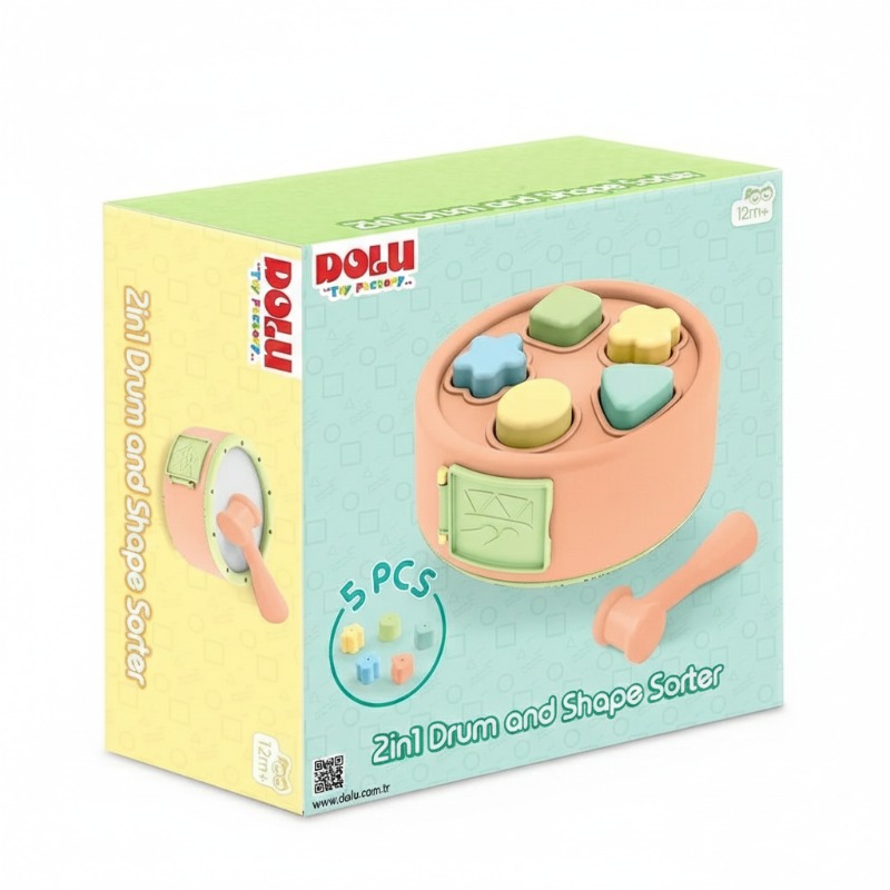 Dolu 2-in-1 Drum & Shape Sorter Learning Toy