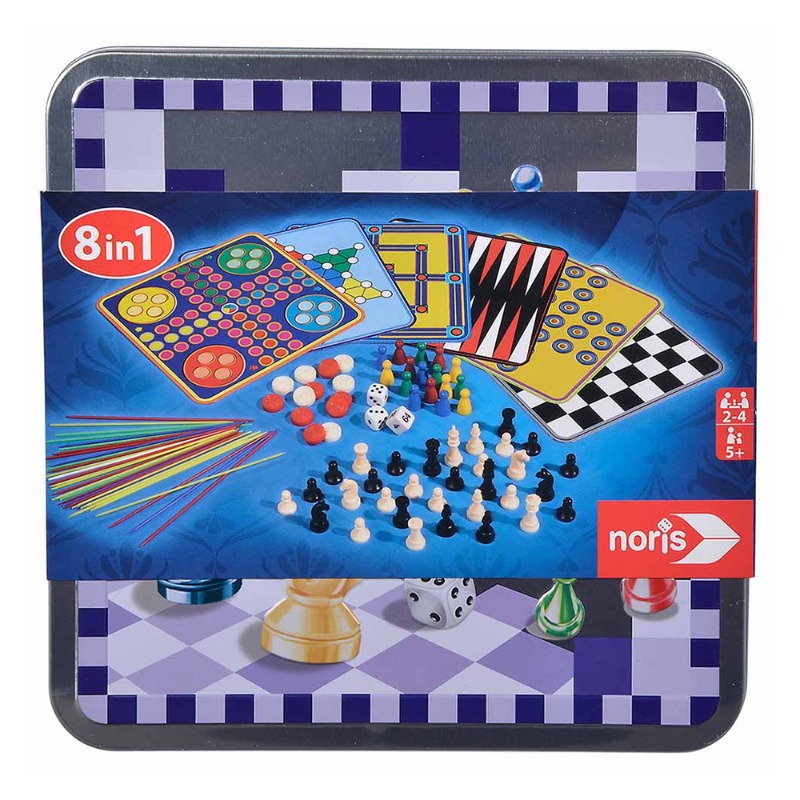 Classical 8 in 1 Board Games in Metal Box