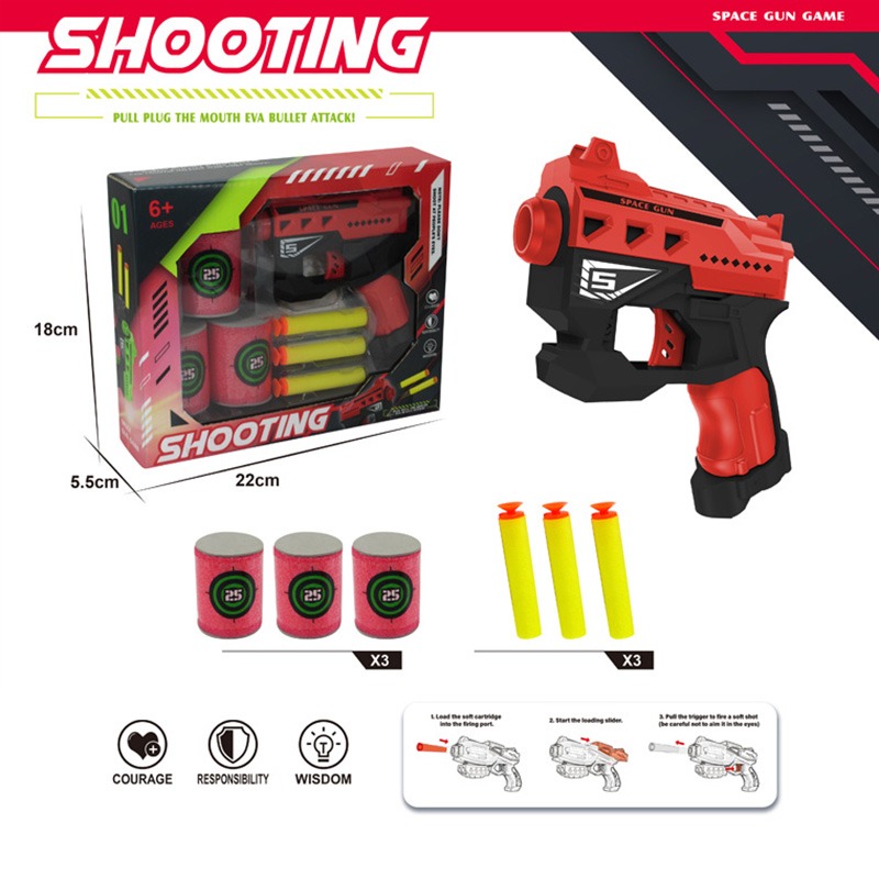 Shooting Bullet Gun Set - Red/Black